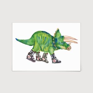 Triceratops in High Tops A4 Art Print