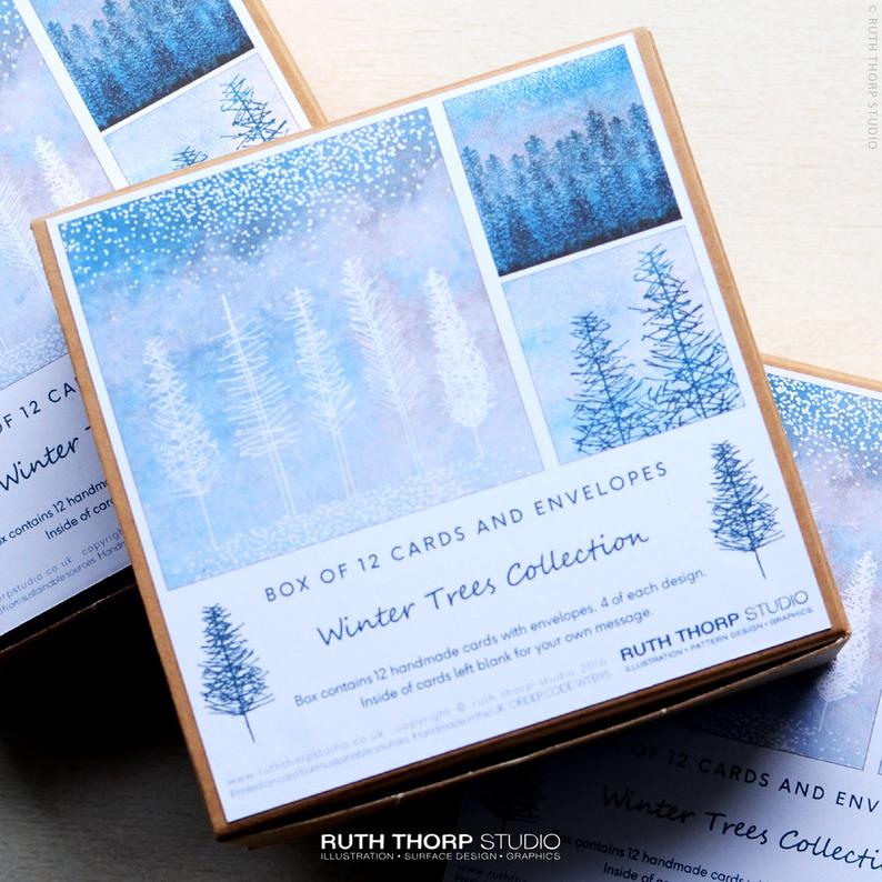 Winter Trees Collection Box of 12 Cards