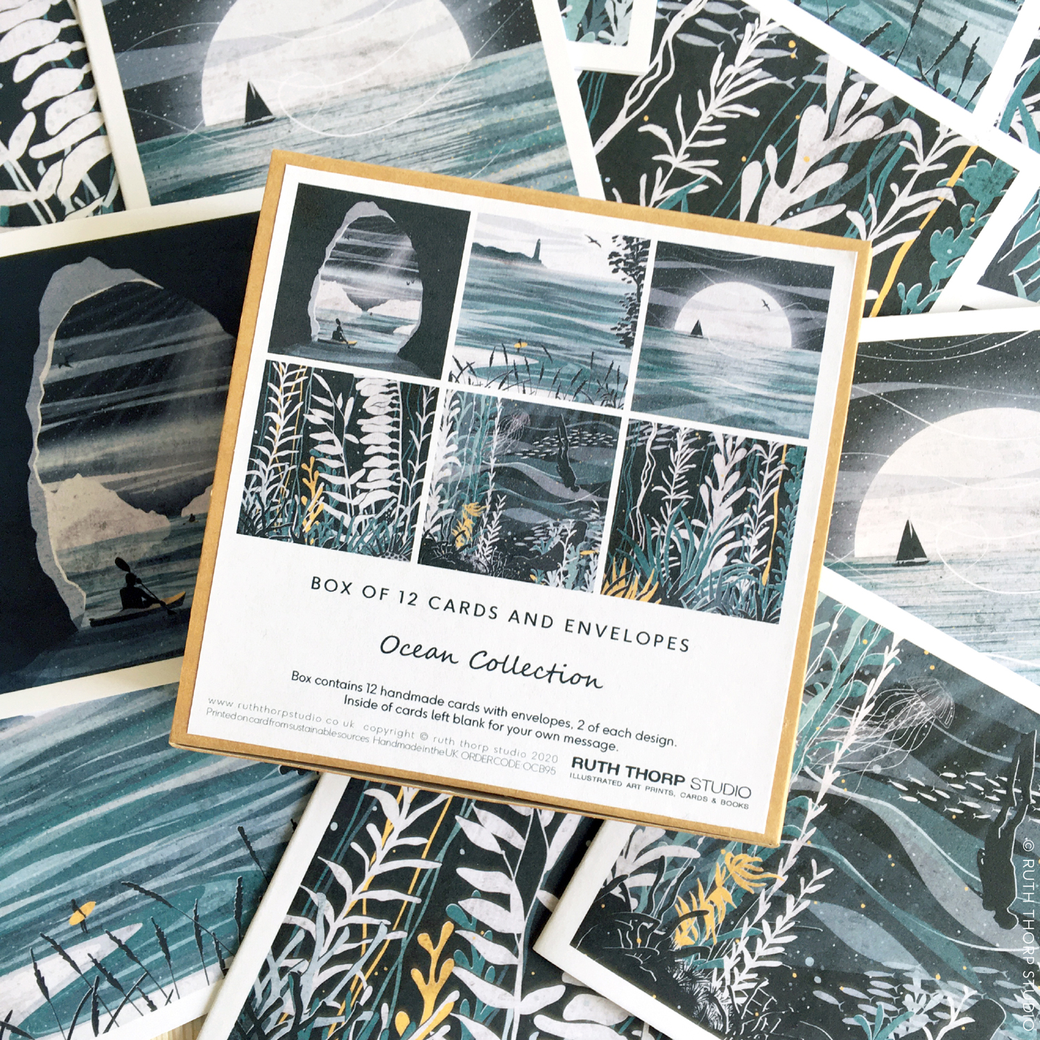 Ocean Collection Box of 12 Cards and Envelopes - Image 2