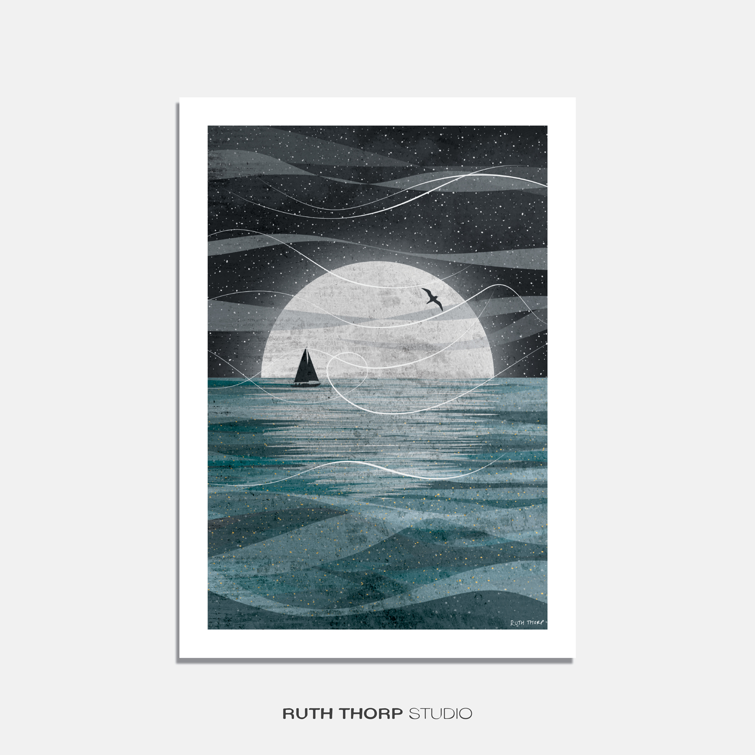 Sail on the Moon Art Print - Ocean Series