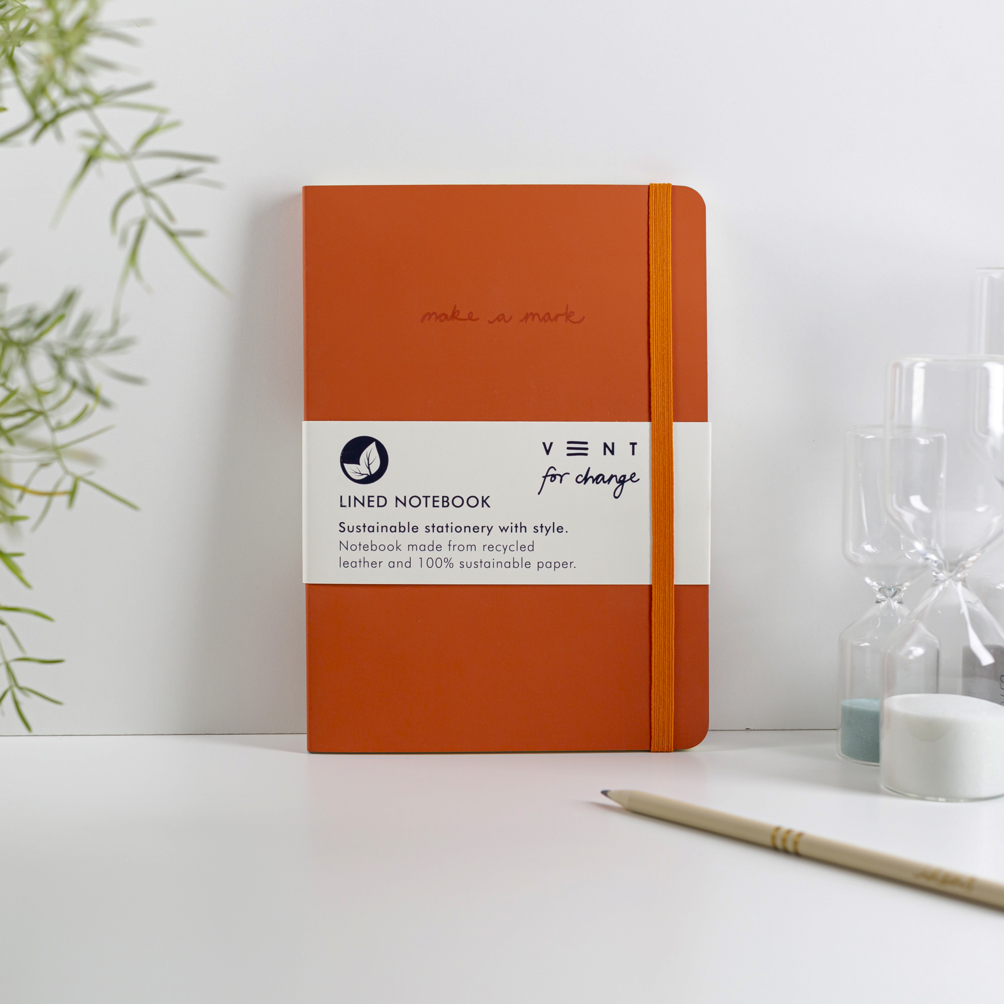 Recycled Leather A5 Lined Notebook – Burnt Orange - Image 3