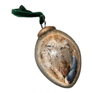 Glass Egg Decoration Antique Silver