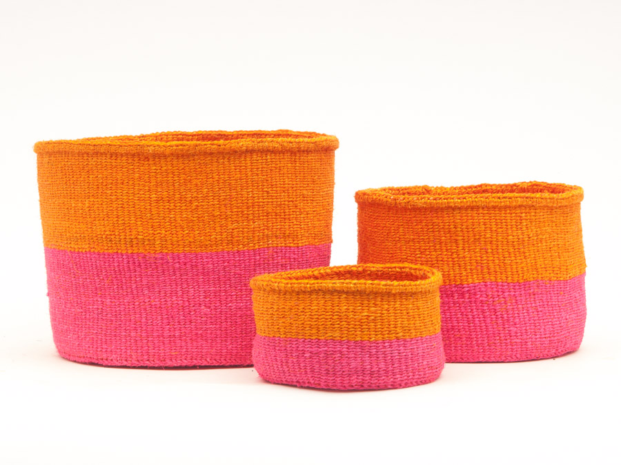 Kali Orange and Neon Pink Block Basket - Image 5