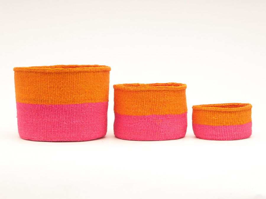 Kali Orange and Neon Pink Block Basket - Image 4