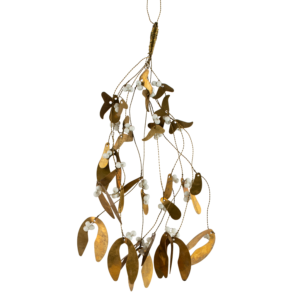 mistletoe gold and white berry spray
