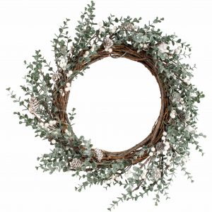 White berry and cone willow wreath