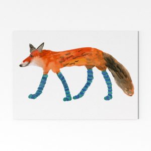 Fox in blue socks A3 art print