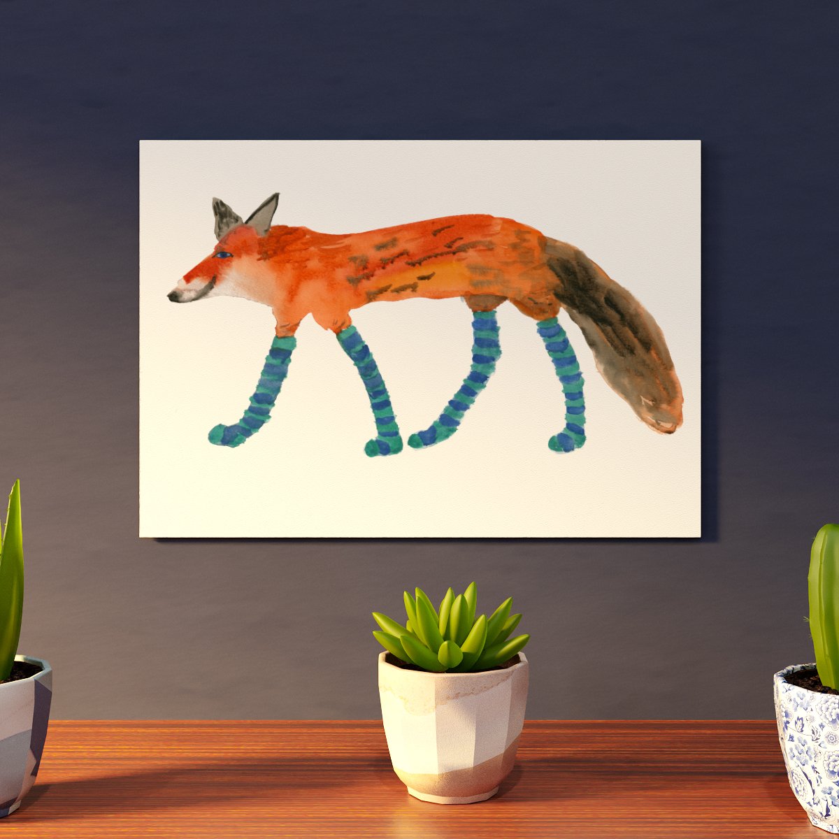 Fox in Blue Socks Art Print - Image 2