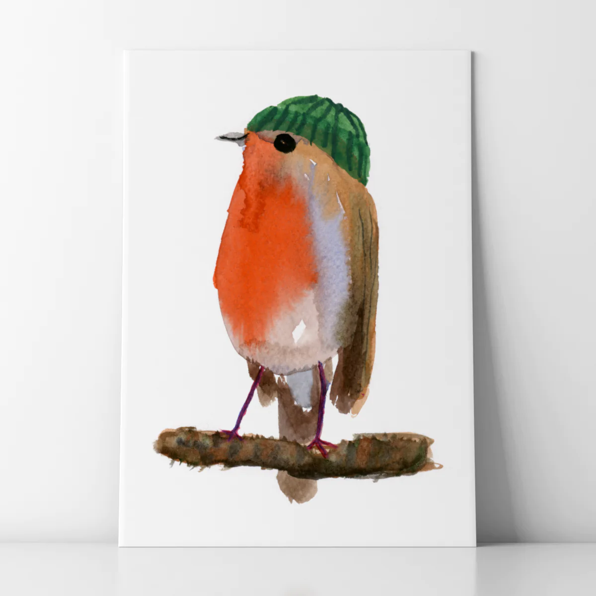 Robin in a Beanie Hat A4 Art Print - Image 2