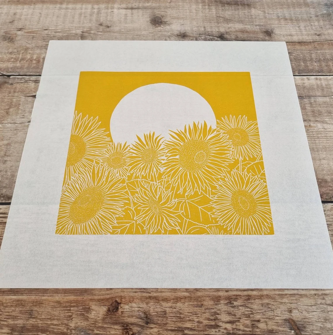 Sunflower Field Lino Print - Image 2