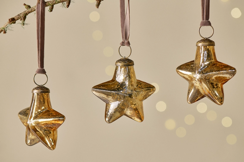 Sardi Star Baubles - Set of 4 - Gold, - Image 3