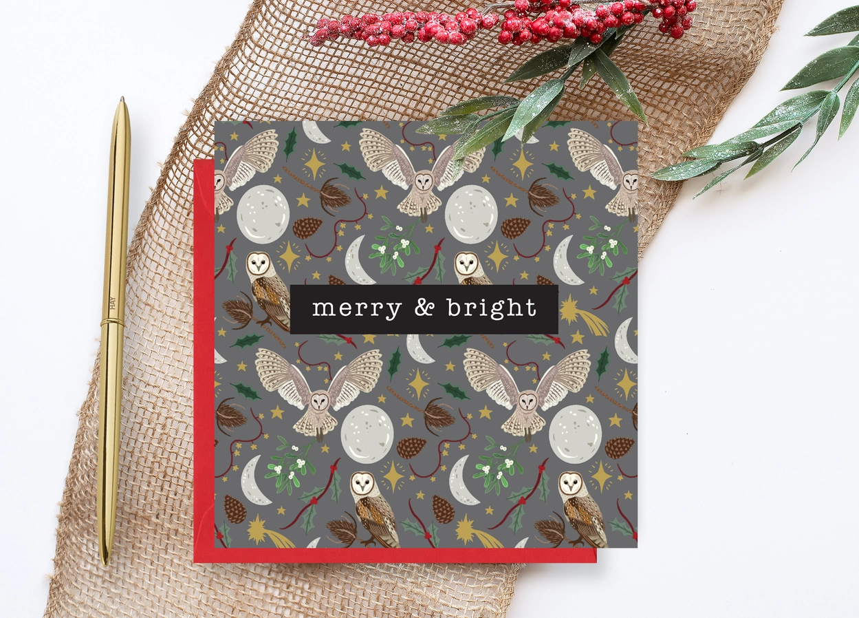 Owl Merry and Bright Christmas Card