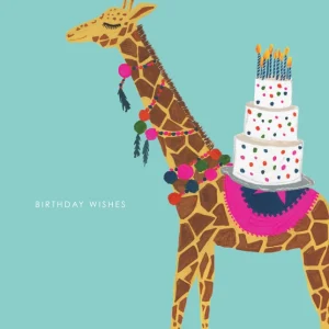 Giraffe Pom Pom Birthday Card