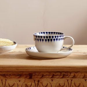 Indigo drop cup and saucer