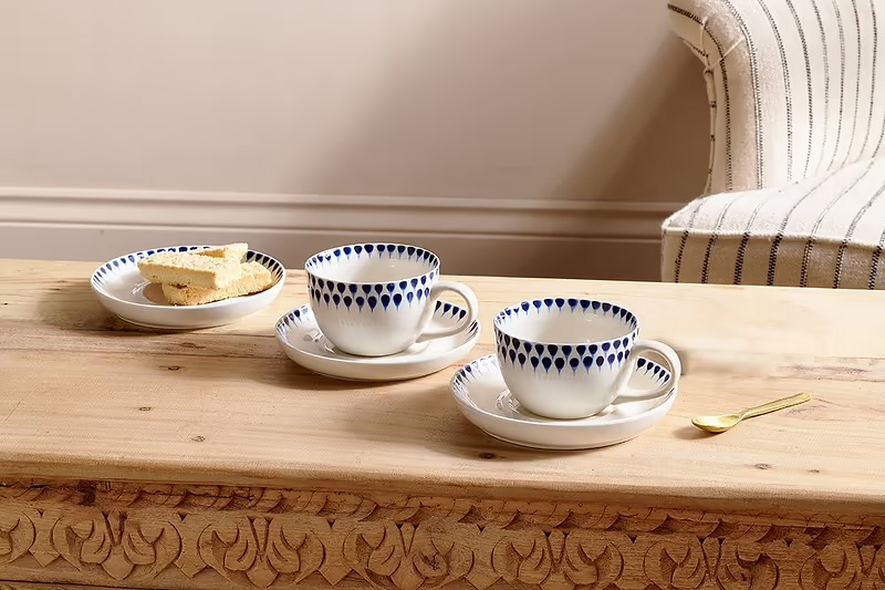 Indigo Drop Pattern Cup and Saucer - Image 3