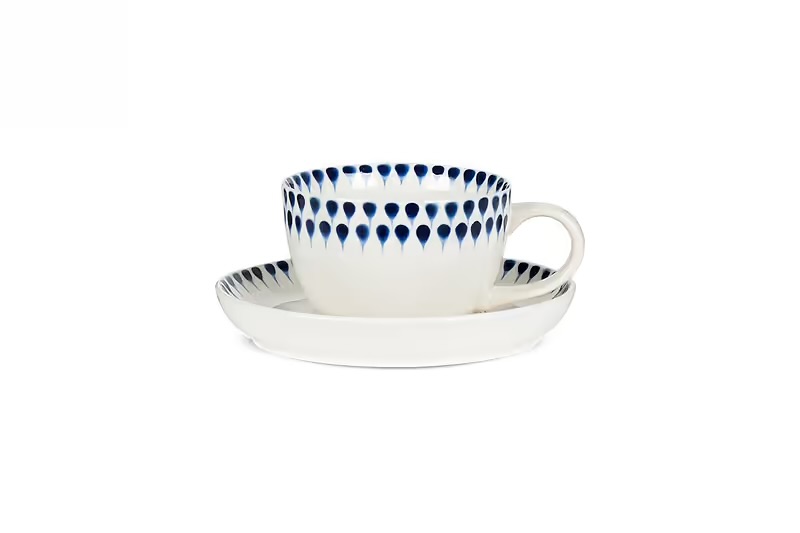 Indigo drop cup and saucer