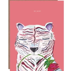 White Tiger and Rose Valentine's Card