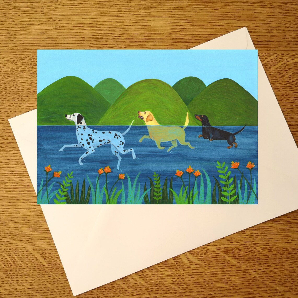 Doggie Paddle Greeting Card