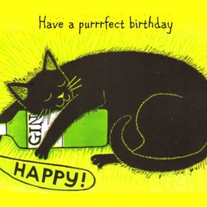 Happy as A Gin Cat Birthday Card