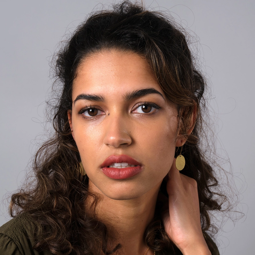 Asha Oval Small Drop Earrings - Image 2