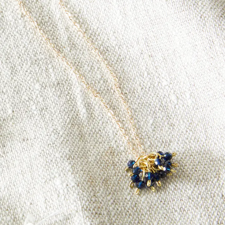 Elizabeth Cluster Pendant Necklace - Blue - Image 2