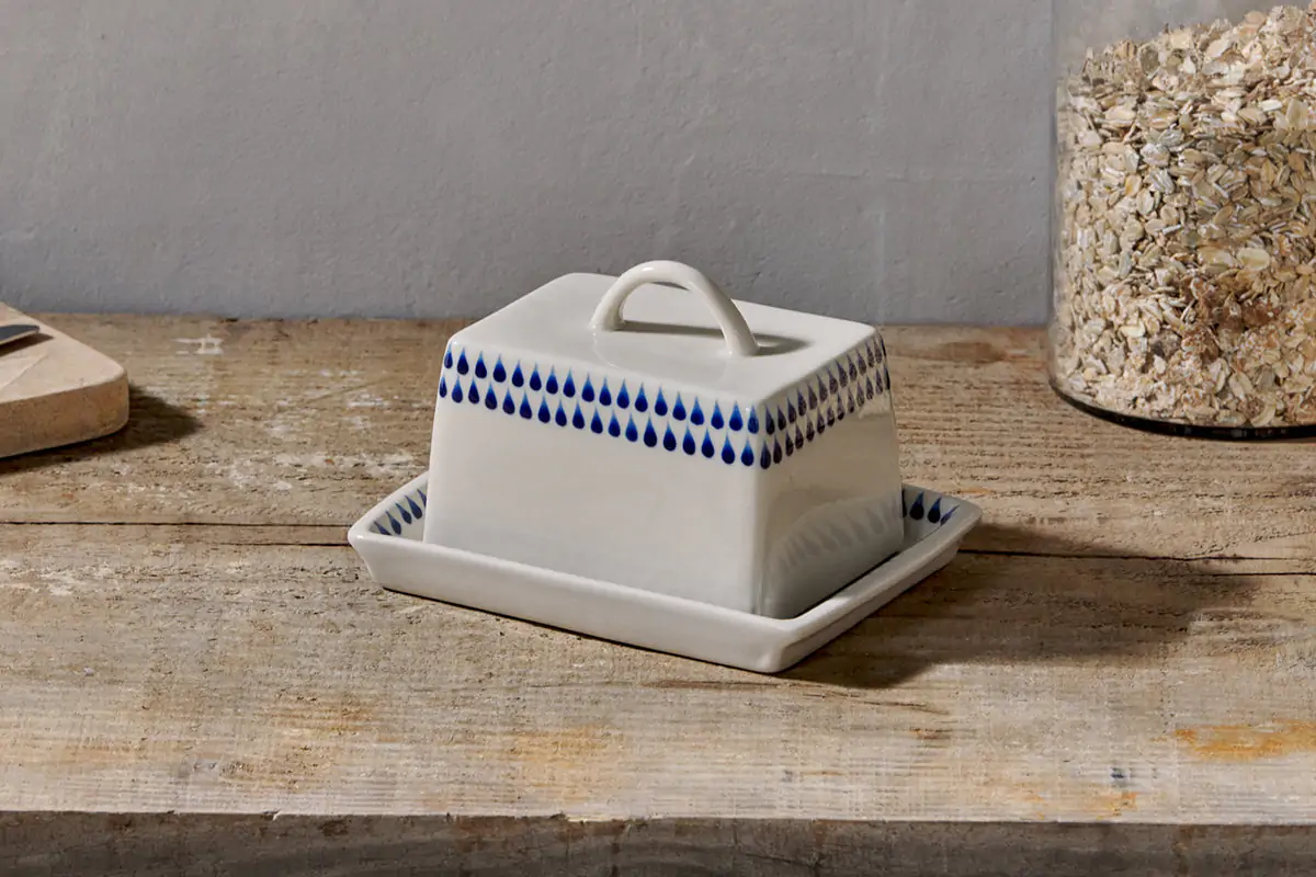 Indigo Drop Ceramic Butter Dish - Image 3