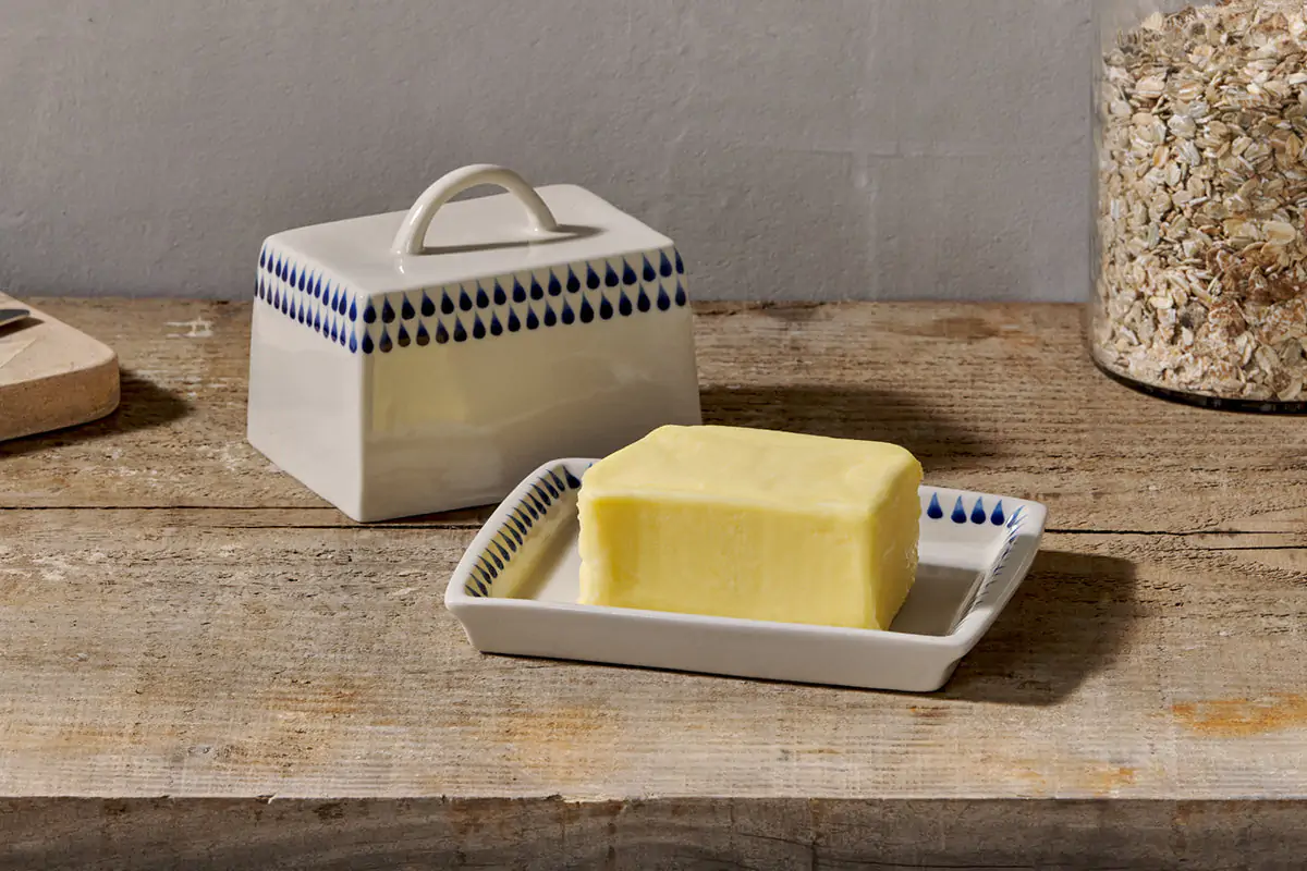 Indigo Drop Ceramic Butter Dish - Image 6
