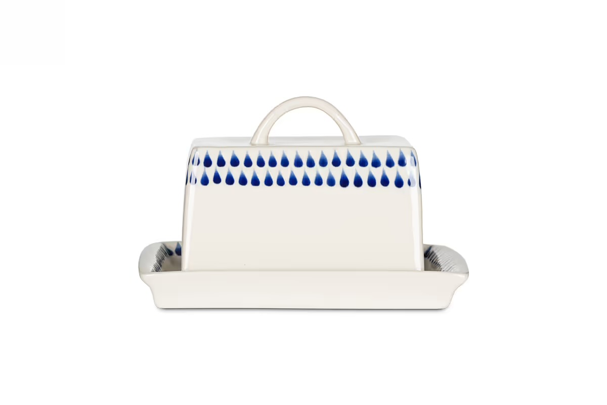 Indigo Drop Ceramic Butter Dish - Image 2