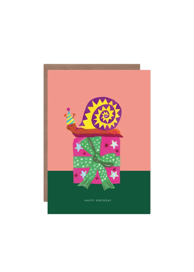 Snail and Present Birthday Card - Image 2