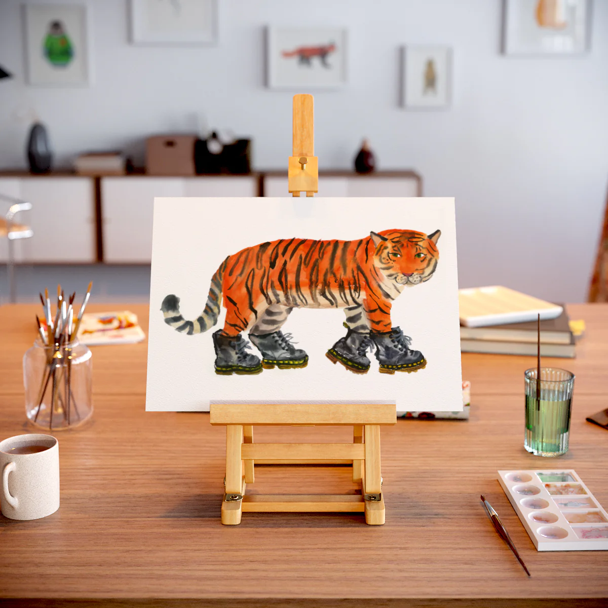 Tiger in Boots Art Print - Image 3
