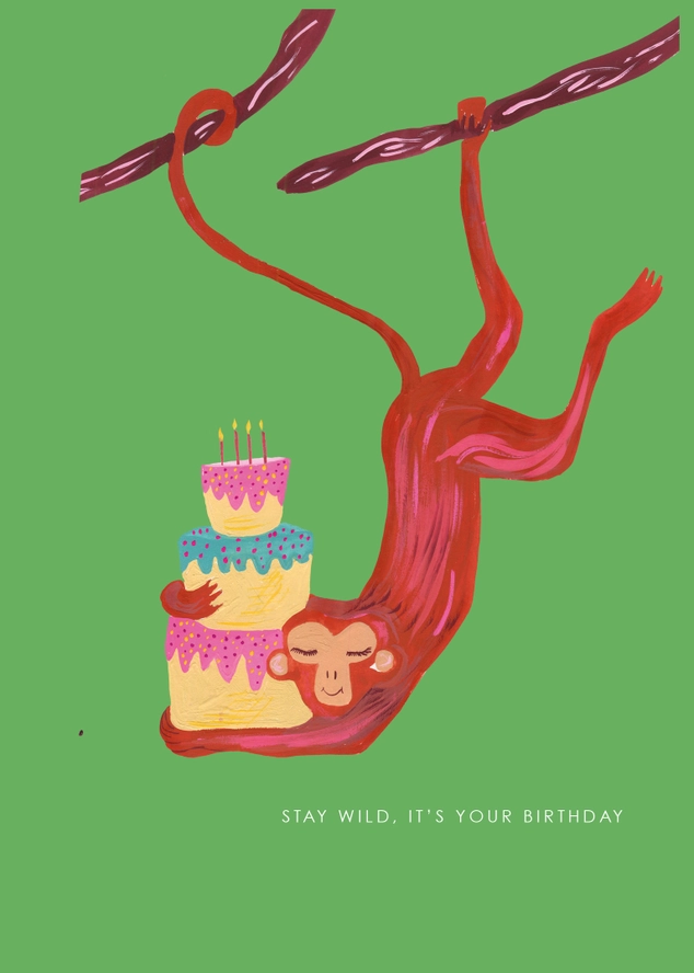 Monkey and Cake Birthday Card - Image 2