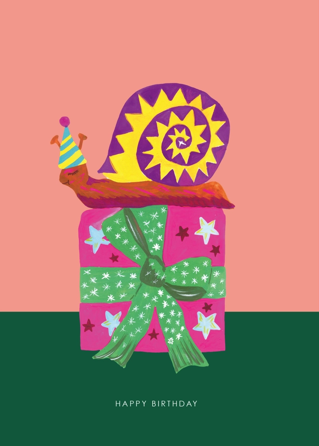 Snail and Present Birthday Card