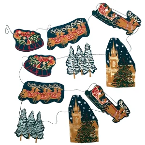 Christmas Skyline Hand Printed Paper Garland