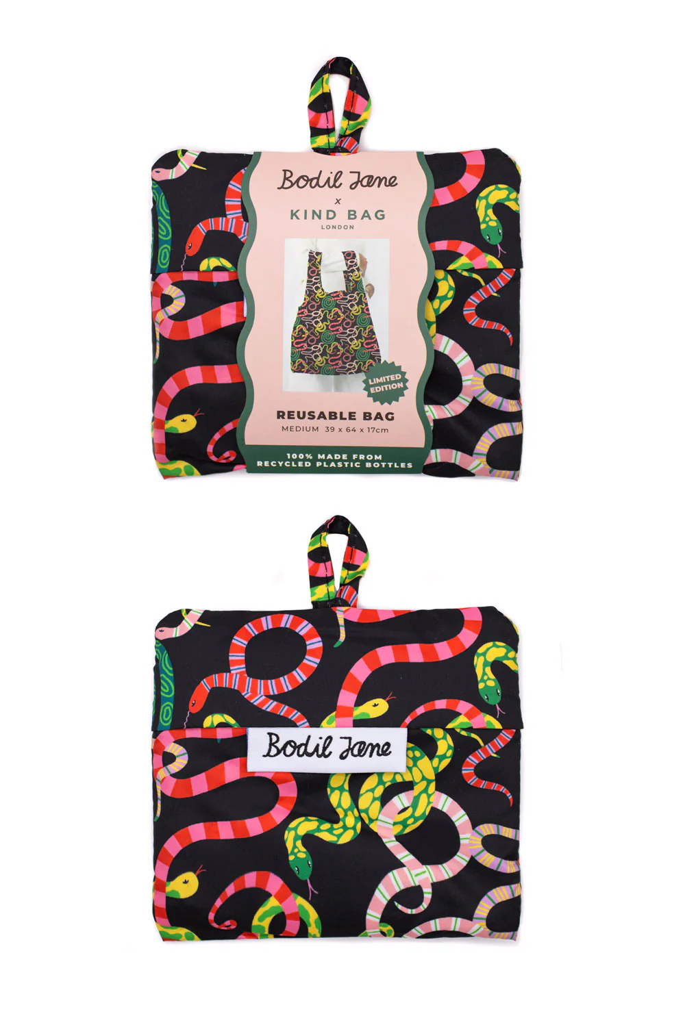 Reusable Medium Shopping Bag - Sizzling Snakes - Image 2