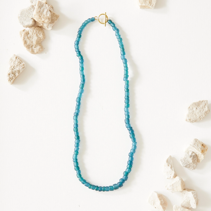 Egyptian Teal Beaded Necklace