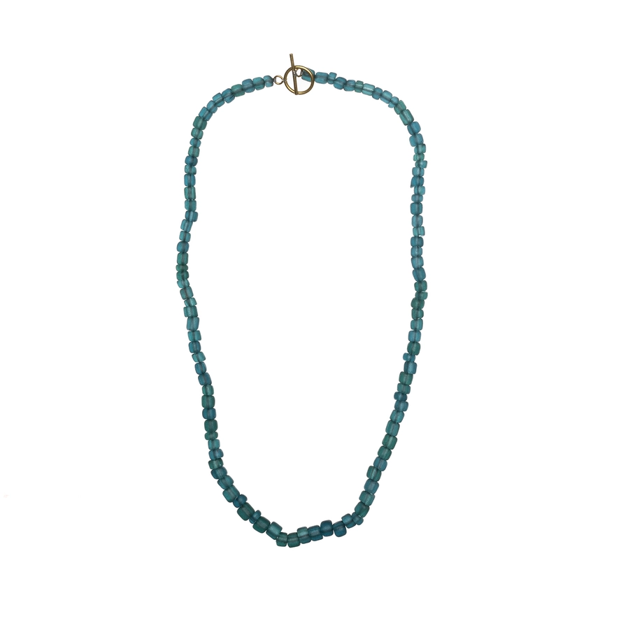 Egyptian Teal Beaded Necklace - Image 2