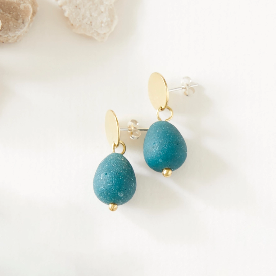 Egyptian Teal Stud Earrings - Image 2
