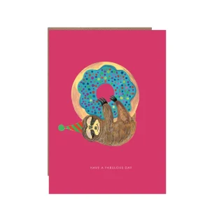 Sloth on Donut Birthday Card