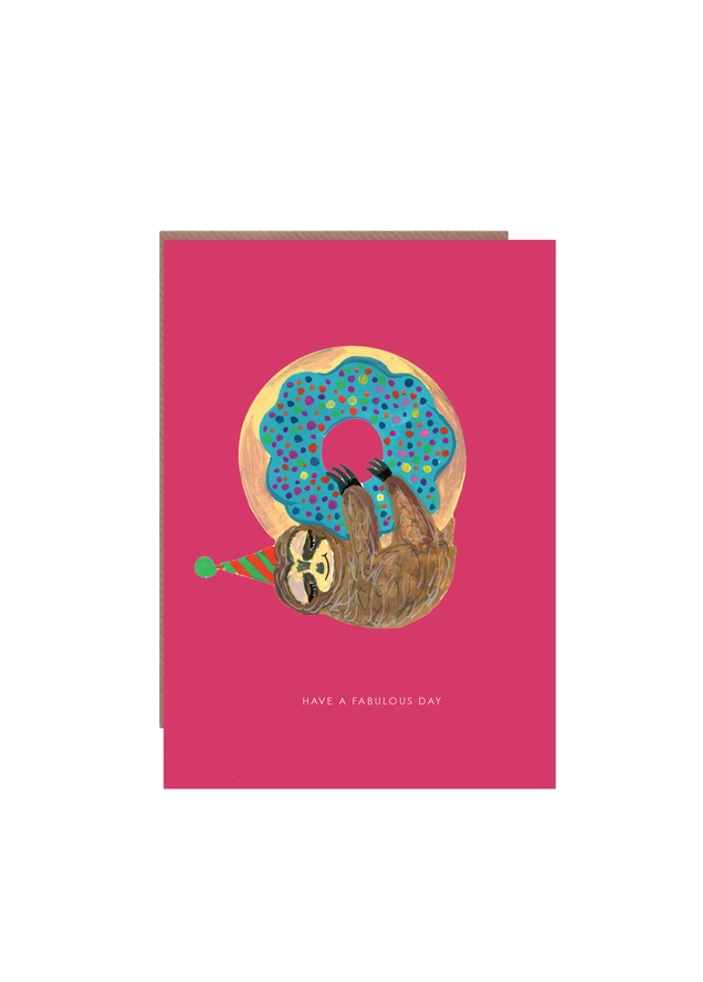 Sloth on Donut Birthday Card
