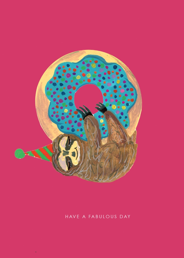 Sloth on Donut Birthday Card - Image 2
