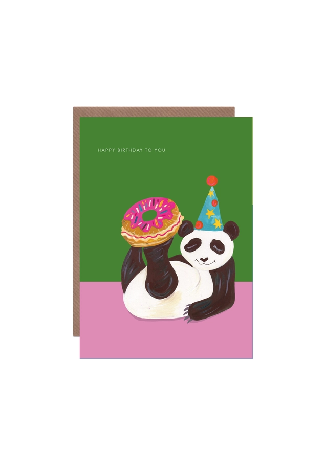 Panda and Donut Birthday Card