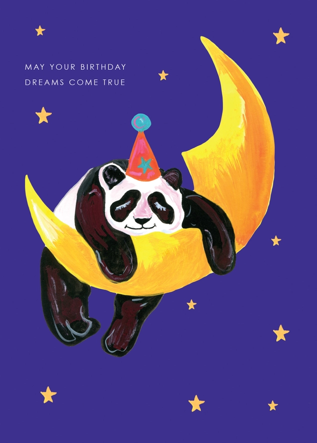Panda on Moon Birthday Card - Image 2