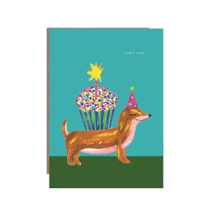Sausage Dog and Cake Greeting Card