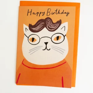 Glasses Cat Birthday Card