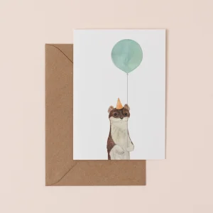 Balloon Weasel Birthday Card