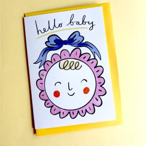 Hello Baby in Bonnet Card
