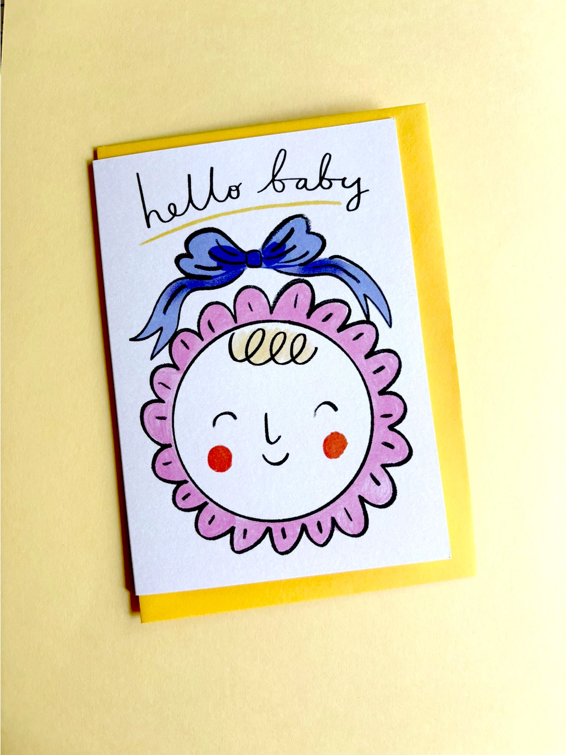 Hello Baby in Bonnet Card