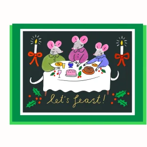 Feasting Mice Christmas Card