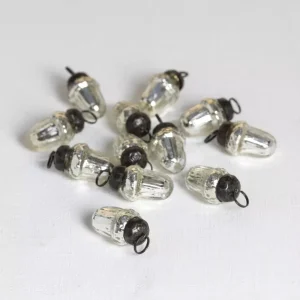 Mini Acorn Decorations - Silver Bag of 10