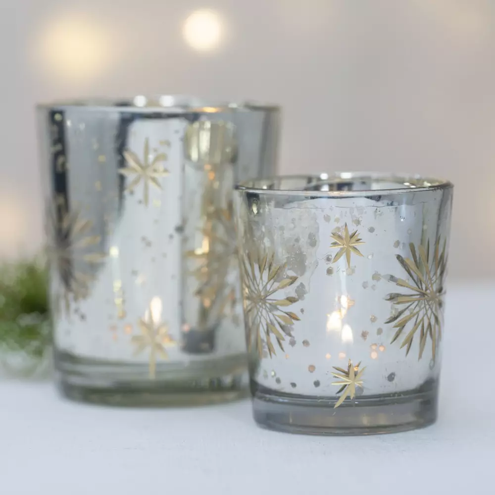 Etched Star Votive | Antique Silver